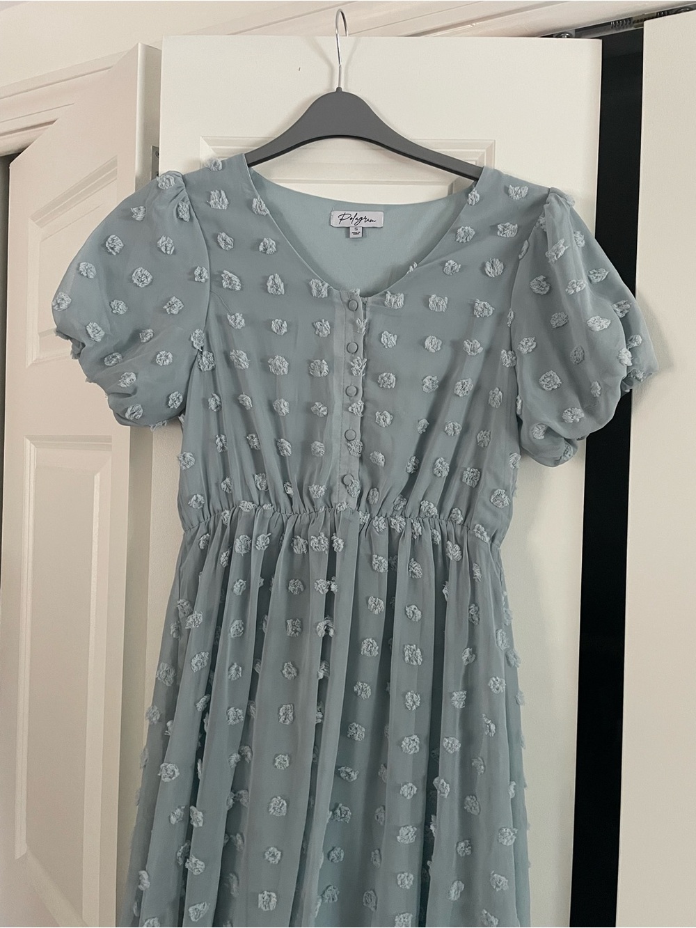 Maternity Puff Sleeve Midi Dress